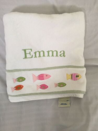 Pottery Barn Kids Fish Appliqué Towel Only Green Pink 