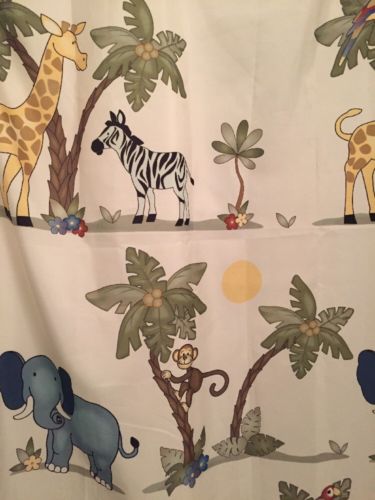 Home Trend Kids Bath/Shower Curtain Safari Theme Monkey Giraffe Elephant jungle