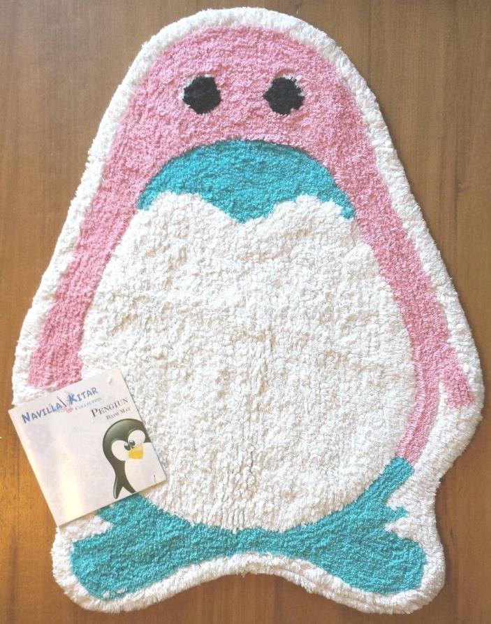 Penguin Bath Mat Rug Pink Blue Spura Home Handmade Cotton 20