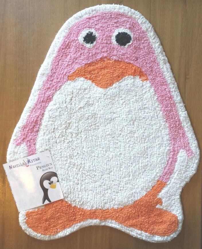 Penguin Bath Mat Rug Pink Orange Spura Home Handmade Cotton 20