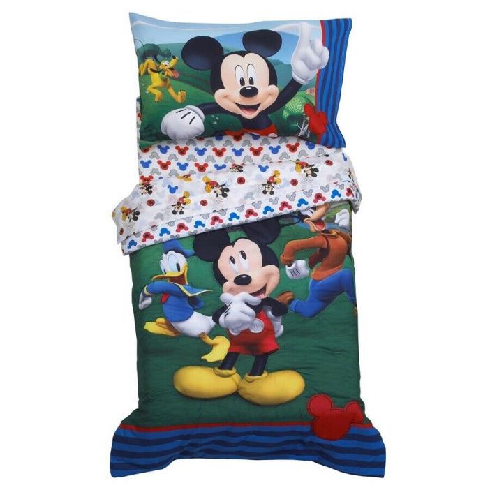 Disney Mickey Mouse Roadster Racers 4 Pc Quilt Toddler Bed Set ~ NEW