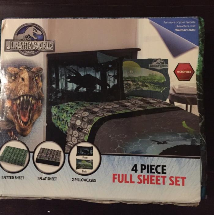 4 Piece Kids Jurassic World Dinosaur Sheet Set Full Bedding