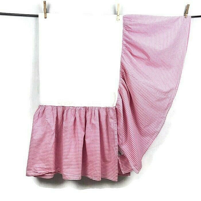 Twin Pink Gingham Check Bed Skirt Dust Ruffle 13-14” Drop The Company Store Kids