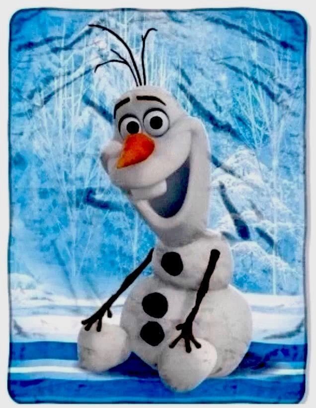 DISNEY FROZEN OLAF SILK TOUCH THROW & CANVAS TOTE SET Blue NEW With Tag
