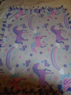 MAGICAL  MYSTICAL SPIRIT ANIMAL UNICORN HAND TIED DOUBLE SIDE FLEECE BLANKET~NEW