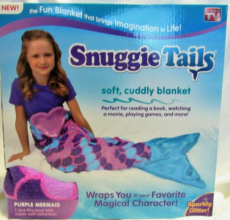 Snuggie Tails Sparkly Glitter Kid's Purple Mermaid Fun Blanket ASOT NIB 53