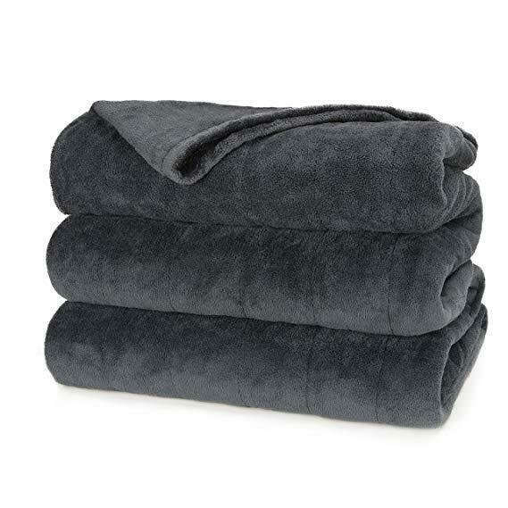 Sunbeam Heated Blanket | Microplush, 10 Heat Settings, Slate, King