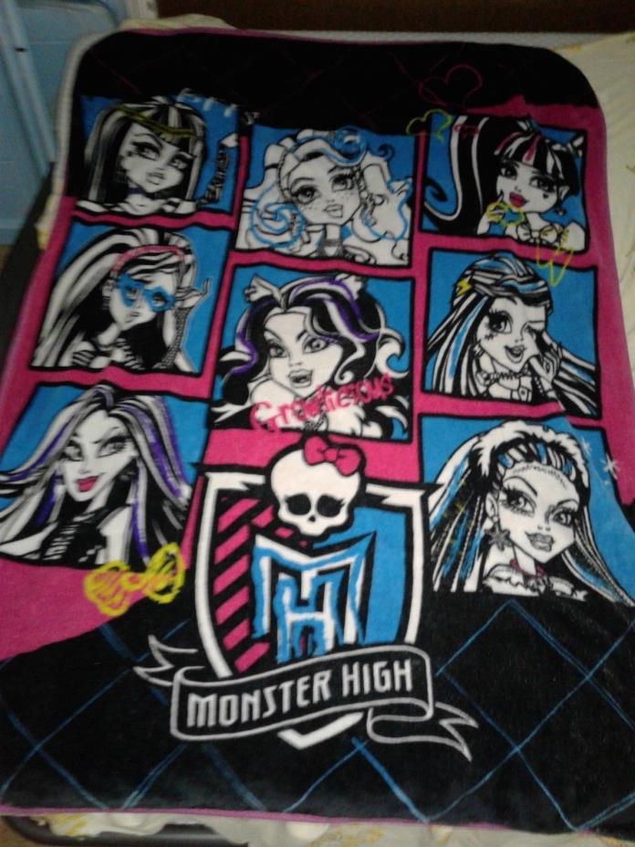 Monster High FLEECE MICRO RASCHEL THROW BLANKET w 8 Doll Faces 50