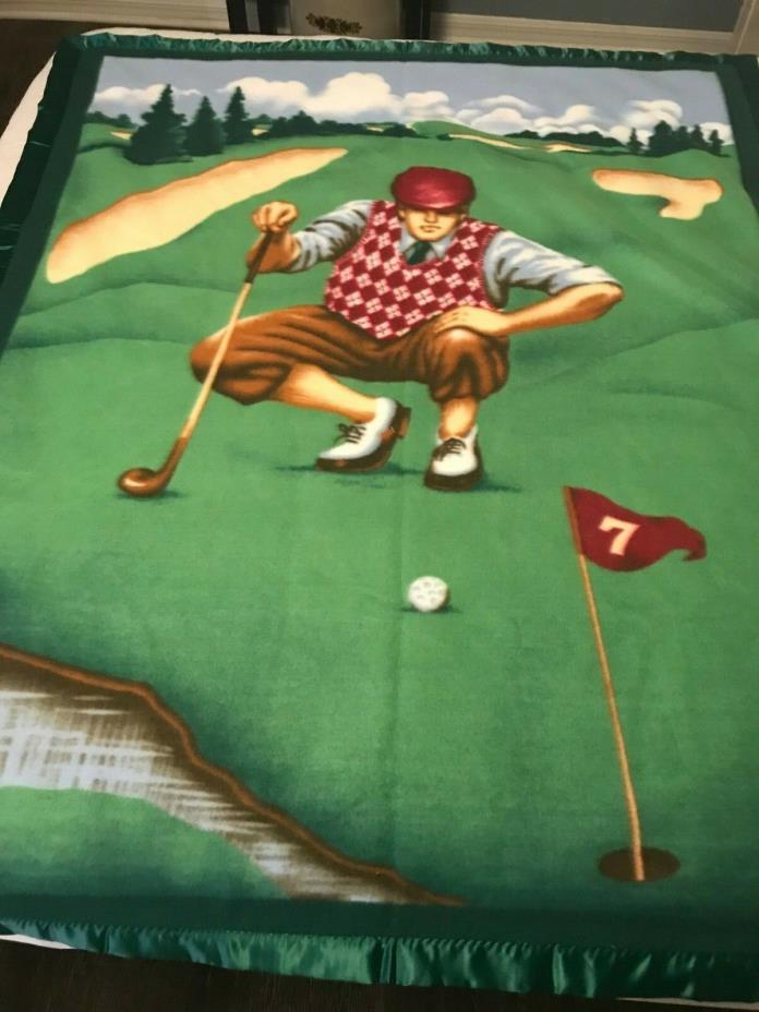 Golfer at 7th Hole Polyester Fleece Lap Throw Blanket