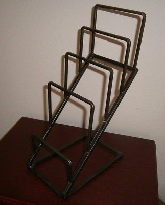 BLACK WROUGHT IRON METAL PLATE RACK STAND HOLDS 4 PLATES
