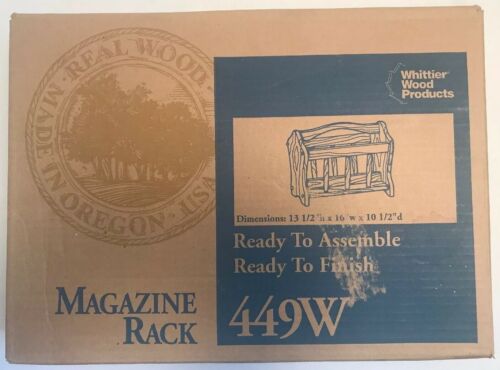 Whittier Wood Products Magazine Book Rack 449W Holder Unfinished New in Box NIB