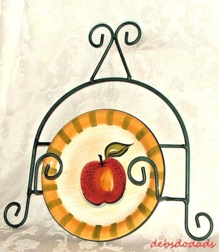 Green Metal Plate Rack Cook Bazaar Gourmet Ceramic Apple 8.25