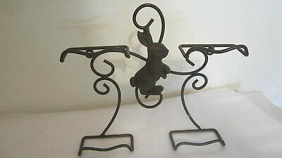 Easter Bunny Rabbit Wall Mount 4  Plate Chocolate Colored Metal Holder Stand