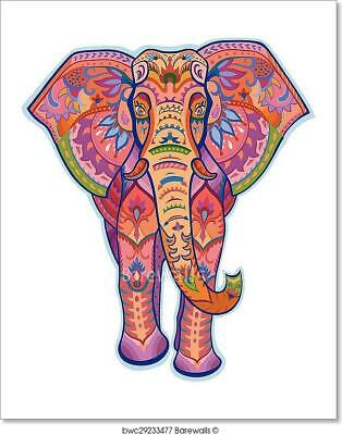 Ethnic Ornamented Color Elephant Art Print/Canvas Home Decor Wall Art Poster - D