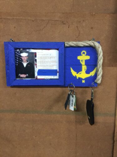 Us Navy 5x7 Photo Frame For Sailors Picture Also Key Holder Blue And Yellow