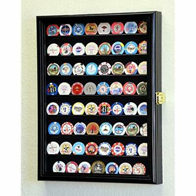 Casino Chips Coins Display Case Cabinet Holder Wall Rack W/ UV Protection -Black