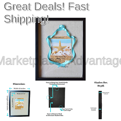 12x15” Display Shadow Box Frame with Linen Background and 8 Stick Pins - Larg...