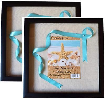 12x12” Display Shadow Box Frame 2-pack with Linen Background and 16 Stick Pin...