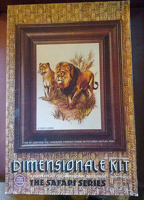 Vintage 1972 dimensional decoupage DIMENSIONALE KIT 12951 Lions Safari Series 3D