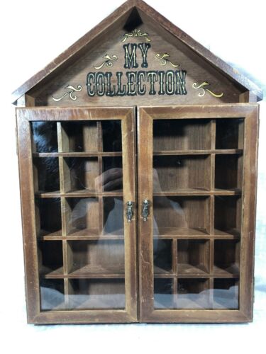 Vtg Jay Imports MY COLLECTION Display Case Miniatures Glass Doors Wall