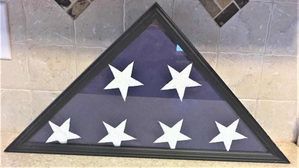 American Flag Wood Display Shadow Box Case With Flag