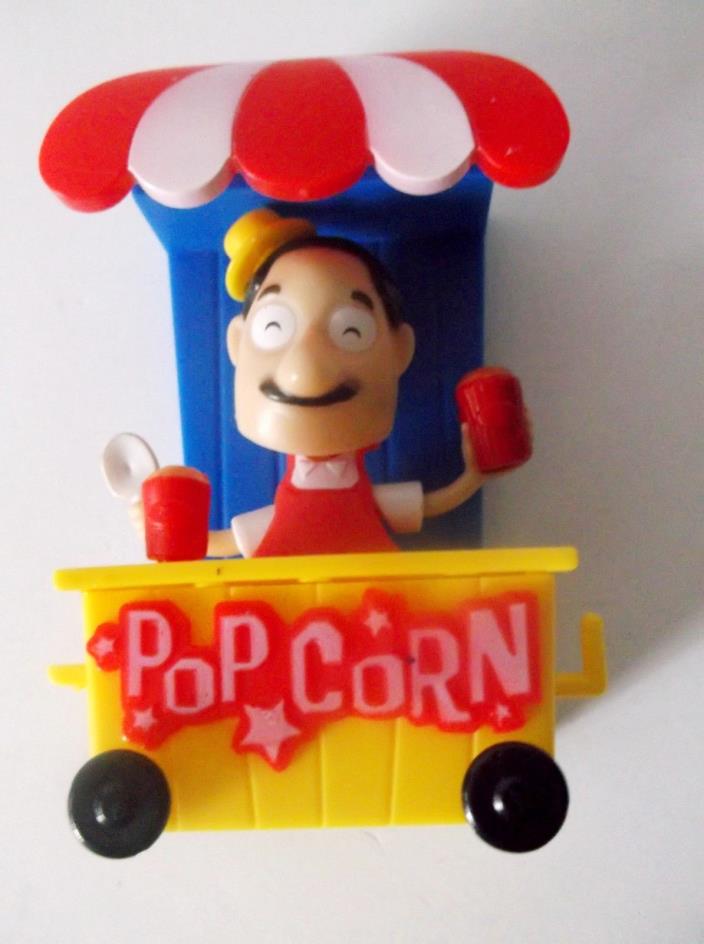 Solar Powered Popcorn Stand  Bobble Head Swing Arms Holding Snacks