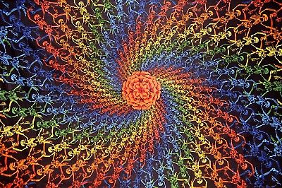 Psychedelic 3-D Spiral Skeletons Cotton Wall Hanging 90