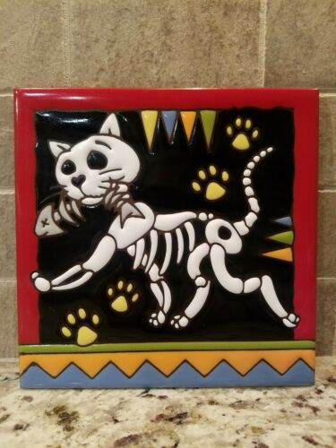 Day of the Dead Cat Decorative Art Tile by Earthtones | 2011 | 6