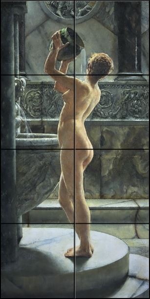 The Bath/John Reinhard Weguelin Ceramic Tile Mural Backsplash 8.5 x 12.75 #3000