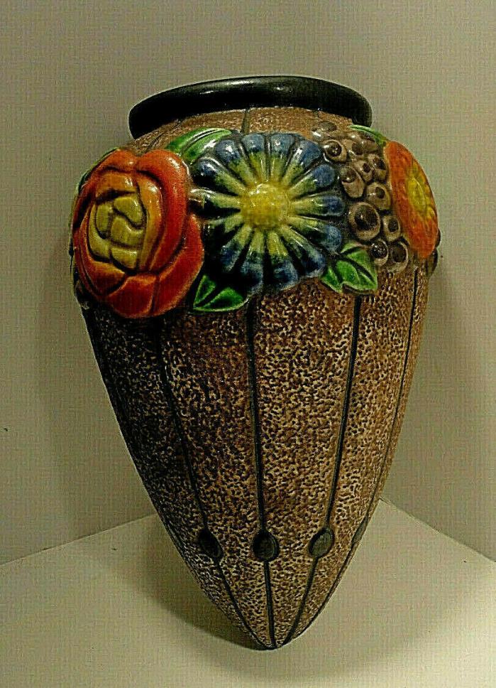 Vintage Majolica Wall Pocket Vase Japan