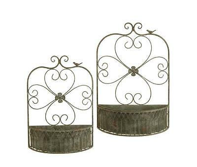 Raz Imports Distressed LARGE Metal Wall Pocket w/Bird-Wall Planter- Home Decor