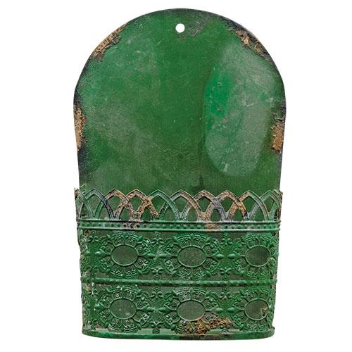 New Collectible Country Primitive Green Metal Wall Pocket