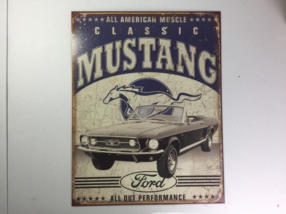 Ford Mustang Classic Stang Pony Muscle Car Retro Garage Decor Metal Tin Sign New