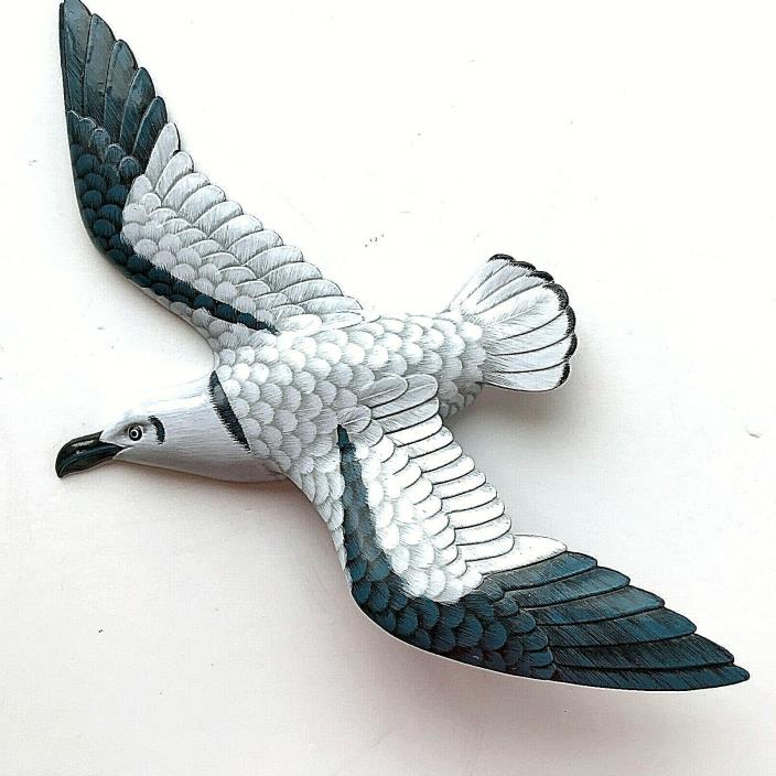 Wall Sculpture Life SEAGULL Bird Dimensional Hanging~Nautical Hand-Painted Decor