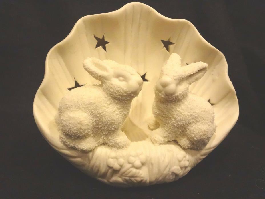 Porcelain Kissing Rabbits & Candle Holder Treasury of Gifts Collection~New n Box