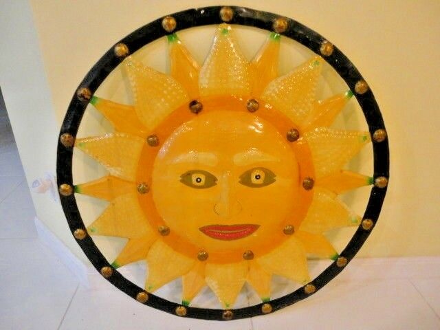 Large Round Metal Sun Wall Decor Garden Art Indoor Outdoor Patio Wall Sculpture