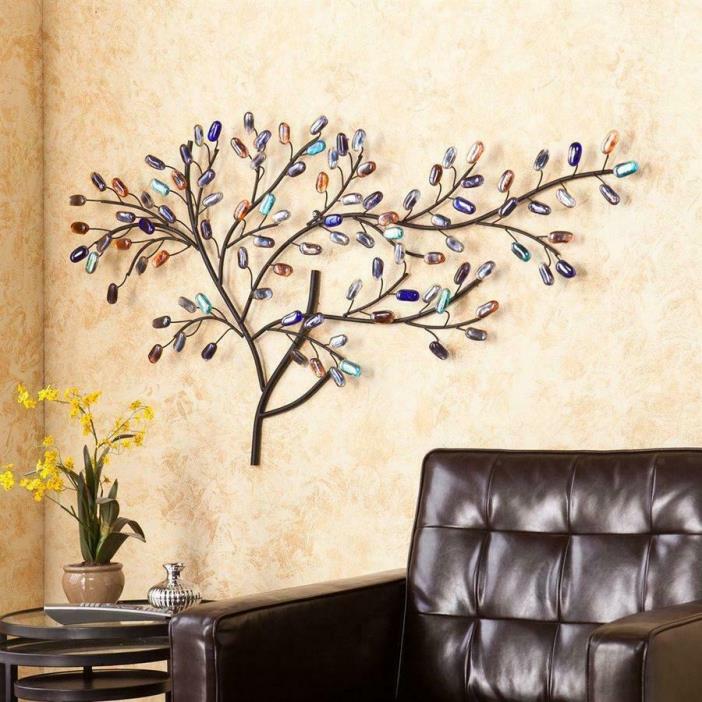 Multicolor Metal-GlassTree Wall Sculpture Hanging Home Art Decor 25