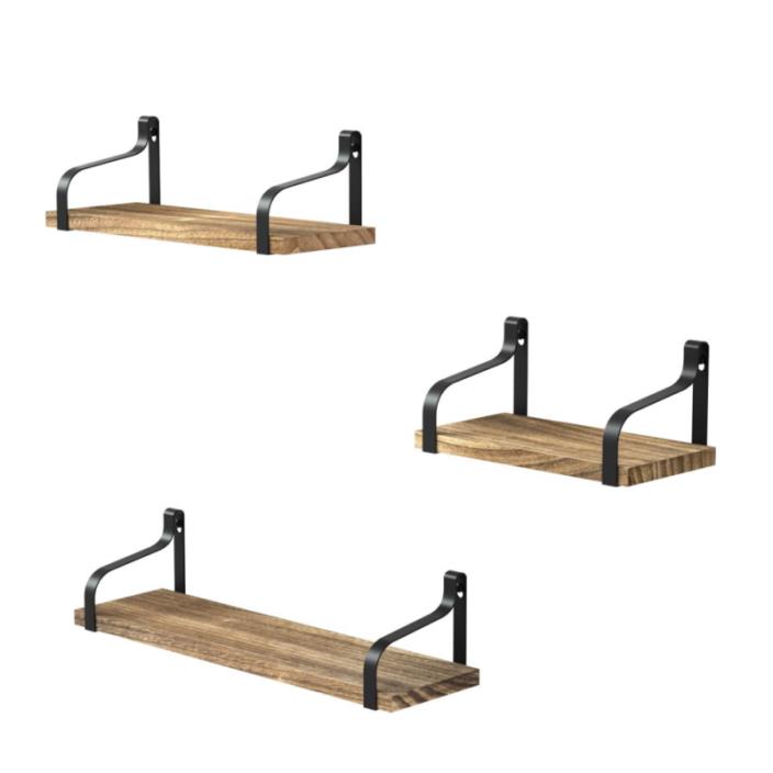 Love-KANKEI Floating Shelves Wall Mounted Set of 3, Rustic Wood Storage for Bedr