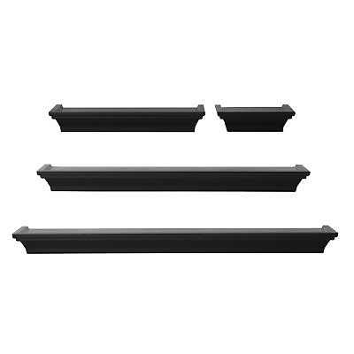 MELANNCO Floating Wall Mount Molding Ledge Shelves Set of 4 Black