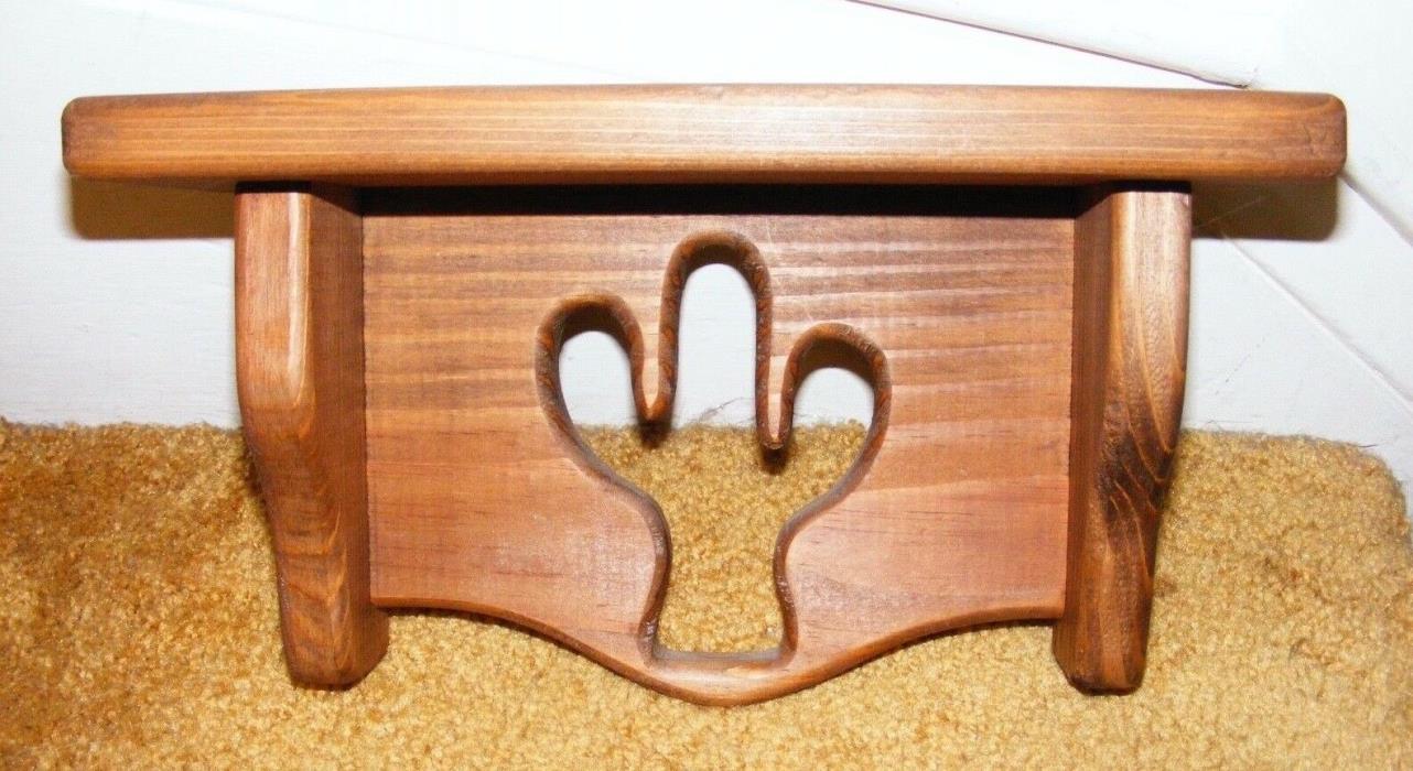 CACTUS cut out wood stained wall shelf hanging Southwest decor