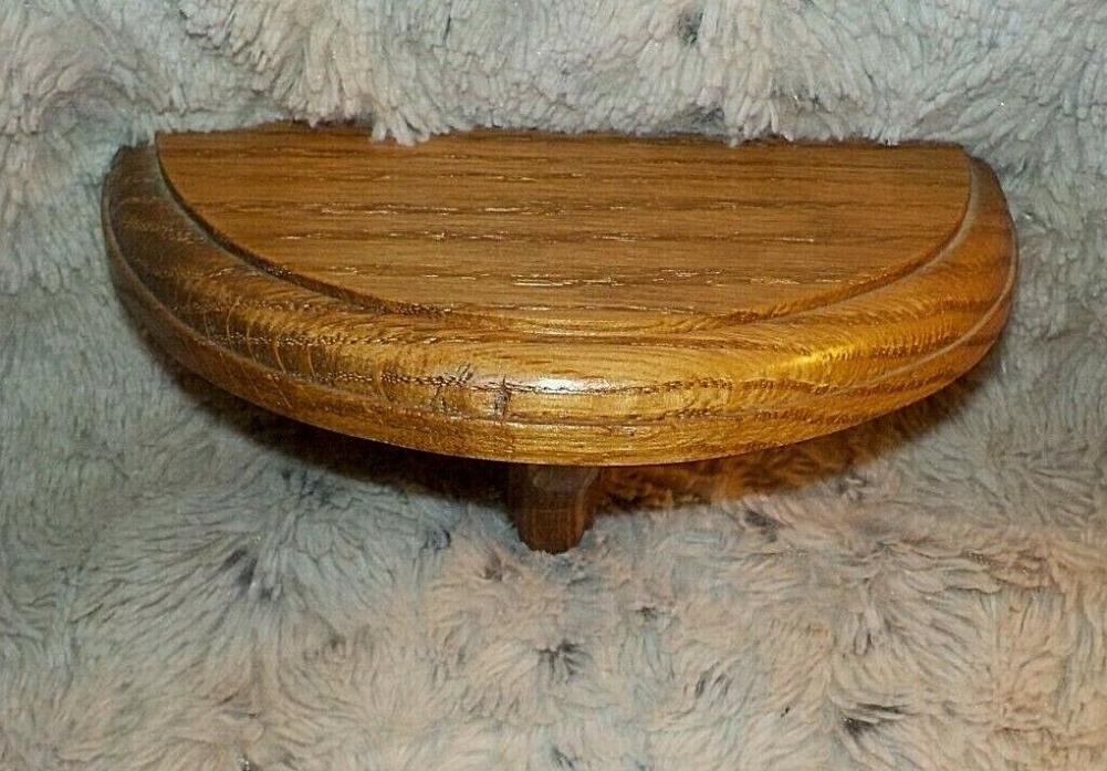 Small oak wood half round wall shelf, 3 3/4