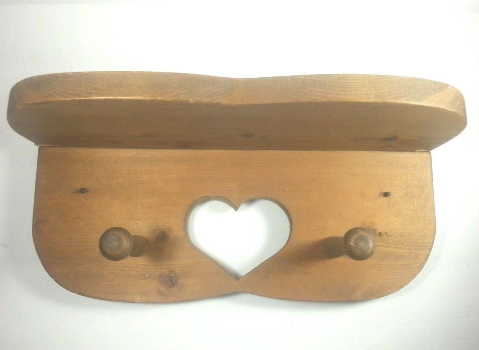 Wooden Hanging Shelf Heart with Pegs 13