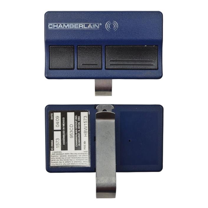 Chamberlain Model 953CD Garage Door Opener Remote 3 Button HBW1573 04/09