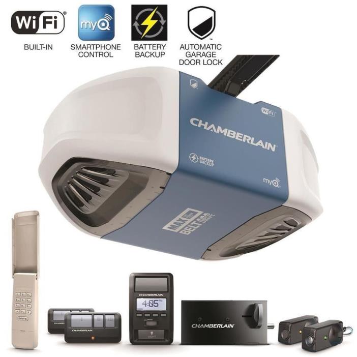 Chamberlain B980 1.25 HP Belt Drive Garage Door Opener w/ WiFi & Battery Backup