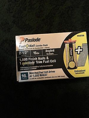 New Paslode Fuel & Nail Combo Pack 2.5 in 16 GA Angled Trim 1000 ct 650720