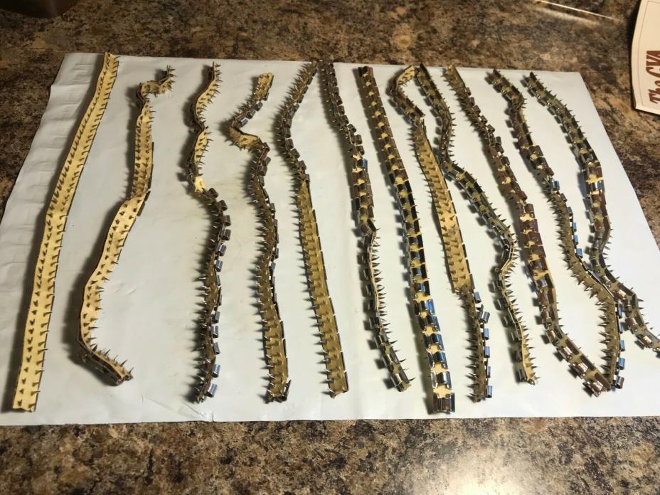 Lot of 12 Vintage Upholstery Furniture Tack Strips (300 tacks)