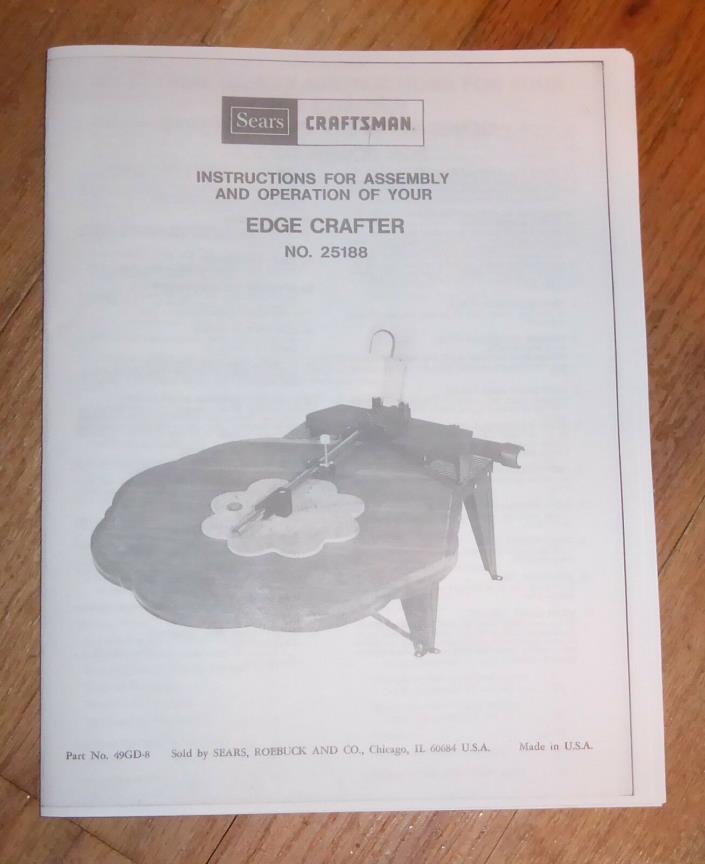 SEARS CRAFTSMAN EDGE CRAFTER OWNERS MANUAL 25188