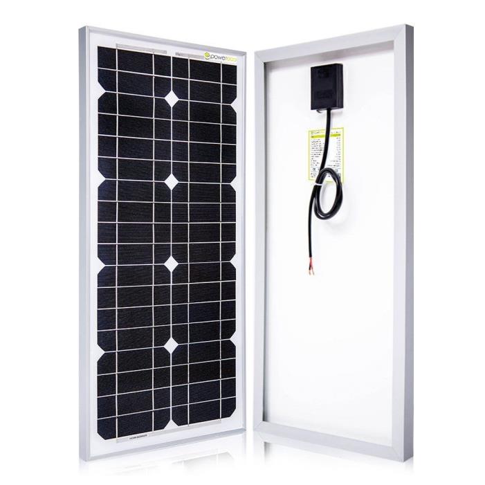 New PowerEco 25 Watt 25W Mono Solar Panel for Solar 12 Volt Battery Charging