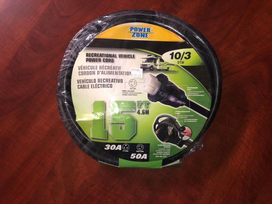 POWER ZONE 30amp x 50amp 15 foot RV POWER CORD 10/3 STW 482-2375