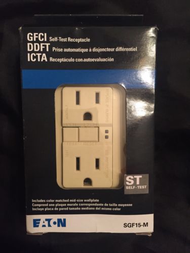 Wall Outlet Self-Test Receptacle 15 Amp 125 Volt EATON SGF15-M